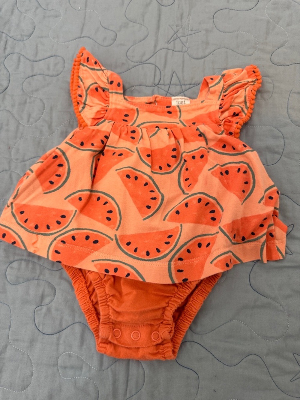 Carter's Orange Watermelon Ruffle-Shoulder Dress Onesie